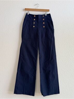 RALPH by RALPH LAUREN High-Waist Navy Sailor Pants with Button Detail